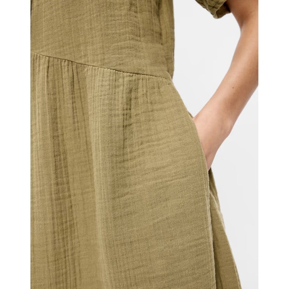 NWOTs Old Navy Crinkle Gauze Olive Green Swing Dress Women’s XXL Flutter Sleeve - Picture 3 of 13